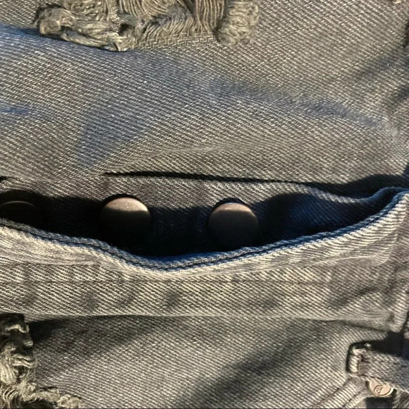 ONE TEASPOON Sz 26 Distressed Button Fly Mini Jean Denim Skirt - Picture 12 of 15
